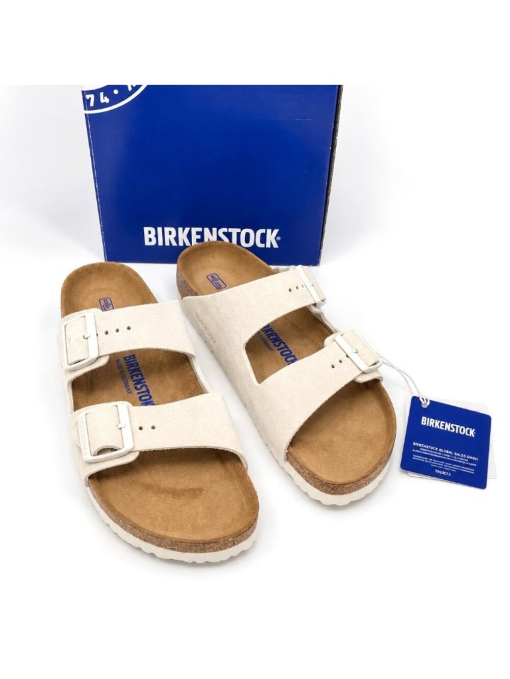Birkenstock Arizona Soft Footbed Suede Antique White Womens 11 Mens 10 EU 42
